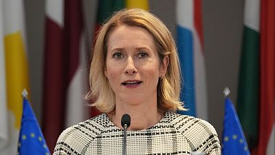 Kaja Kallas, responsable de la politique étrangère de l'Union européenne, s'adresse aux médias après des entretiens avec des hauts fonctionnaires serbes à Belgrade (Serbie), le jeudi 22 mai 2025. 